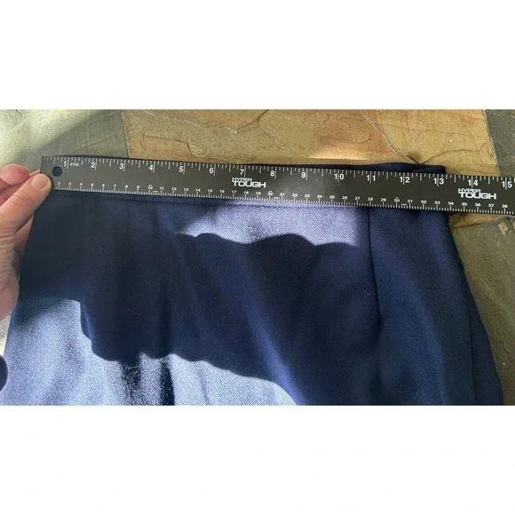 Lake Studio Skirt Midi Ruffle 100% Wool Navy Blue Classic Luxury Sz 42 US 6, M - Picture 9 of 11